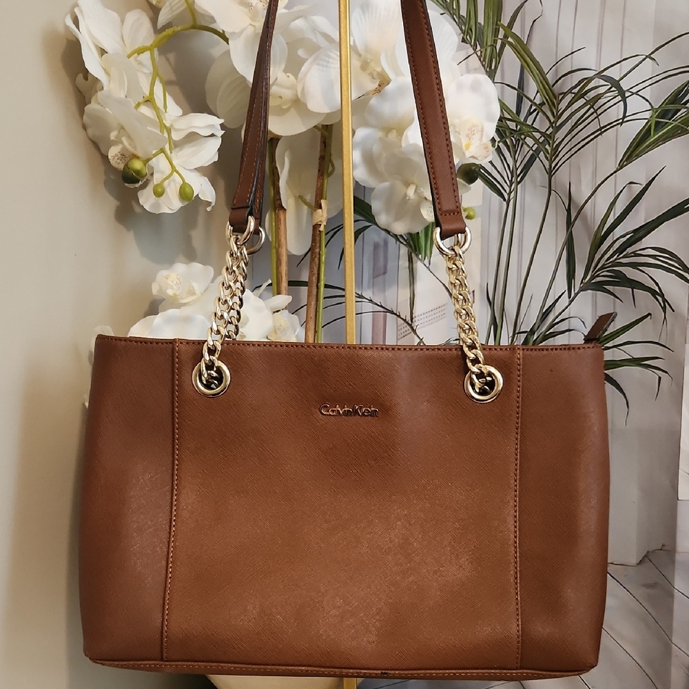 Calvin Klein Tan Leather Shoulder Bag